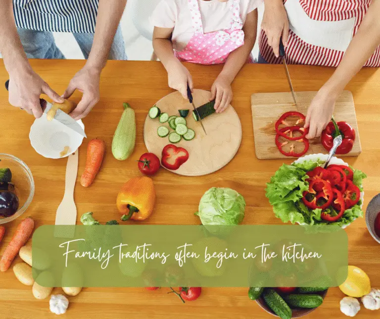 green red colorful flat lay family cooking traditions quote facebook post