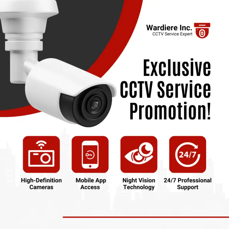 white and maroon modern cctv service instagram post